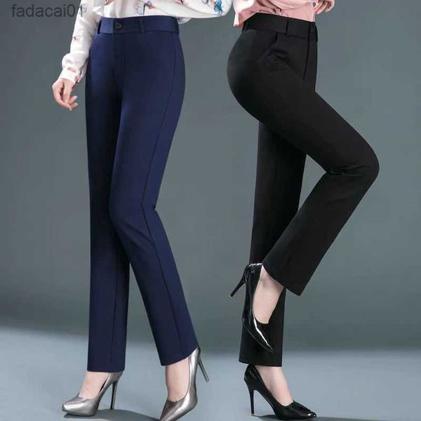 

office lady solid slim pencil suits pants spring autumn new korean fashion allmatch women high waist casual straight trousers l230621, Black;white