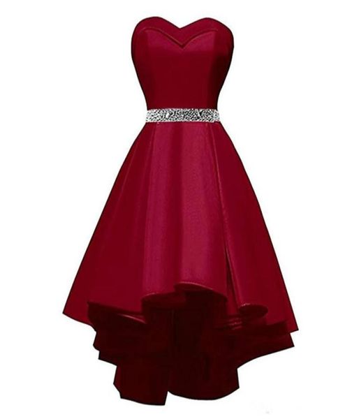 

beaded sweetheart satin high low cocktail dresses lace up party dress 2020 burgundy blue short prom gowns8277335, Black