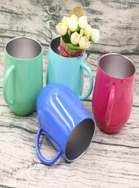 

9oz stainless steel egg shaped glass coffee cup shell ushaped insulation egg mug cup with handle thermo mug 4 colors 2pcs ooa42948284701