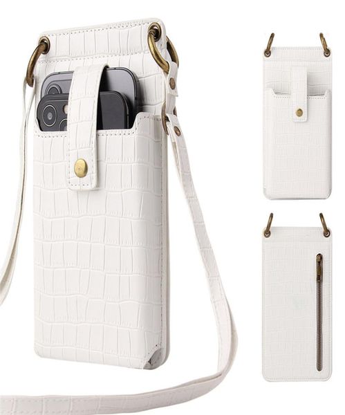 

11 colors mini outdoor bags 55656769inch universal double check neck strap sleeve pu crocodile pattern phone pouch messenge1026983