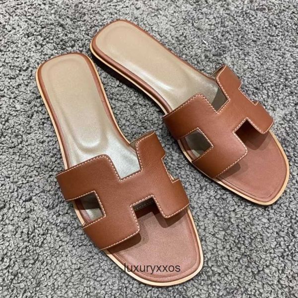 

sandal hermz slippers oran oasis wearing outing casual beach designer women 2023 vacation summer h for spring festival flat bottom h8j0
