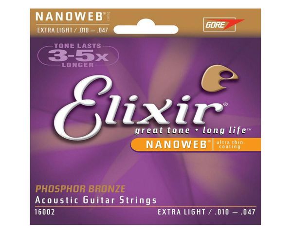 

1 set elixir elixir 16002 nanoweb acoustic guitar strings extra light 10475784881