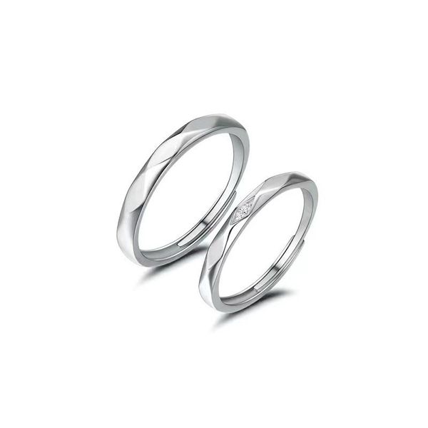 

couples ring men's and women's simple fashion light luxury adjustable ring, Silver