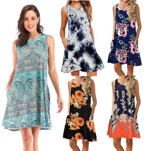 

women printed vest dress 40 colors bohemian floral beach dresses women casual dresses ladies little flower dress vestidos de mujer2197259, White