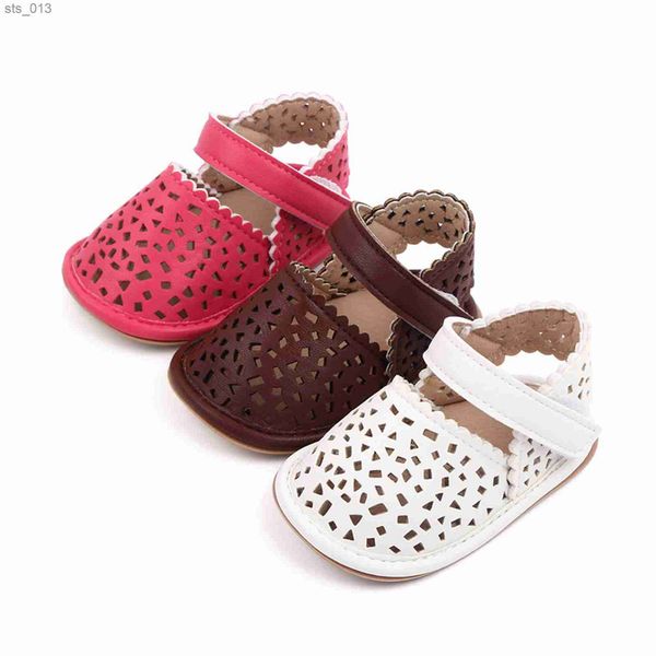 

citgeett summer infant baby girls pu leather sandals toddler non-slip hollow out first walking soft sole shoes l230518, Black