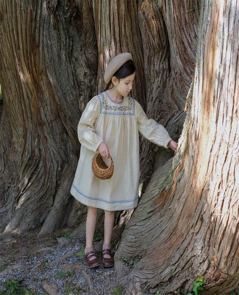 

spring and autumn new children039s clothing nine quarter sleeve cotton embroidery girl039s dress2495273, Red;yellow