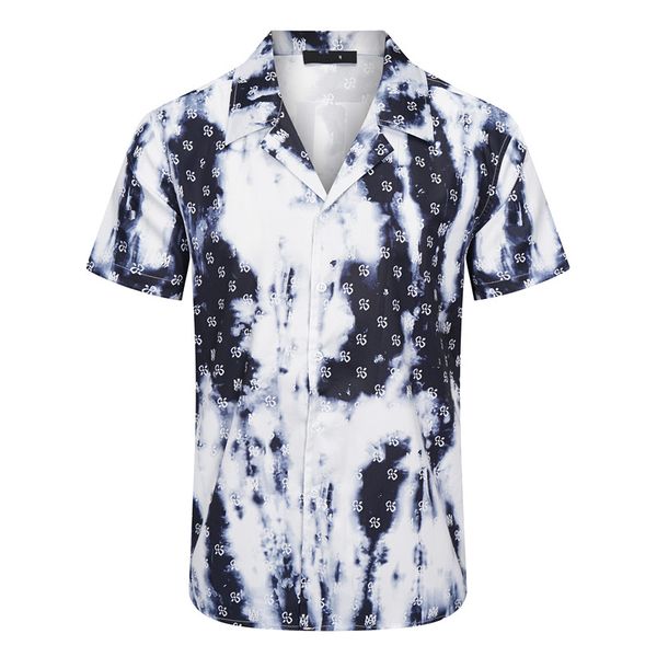 

23 luxury designer shirt mens fashion geometric print bowling shirt hawaiian plaid casual shirt men slim fitting short sleeve versatile t-sh, White;black