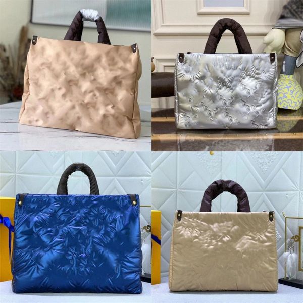 

luxurys designers onthego totes embossing flower down mummy bag sliver blue black green mm gm handbags women letter clutch purses i5ha#