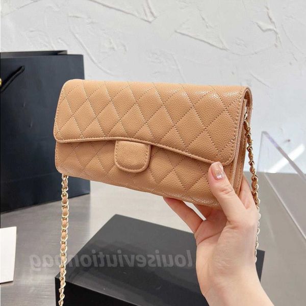 

lm40156v designer channel shoulder channel luxury handbag chain channel clutch flap women check woc thread purse double letter solid ha gcuu