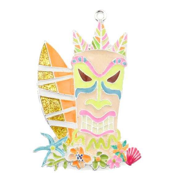 

10pcs/lot enamel tiki shape pendant cute tiki charm pendants for necklace, Silver