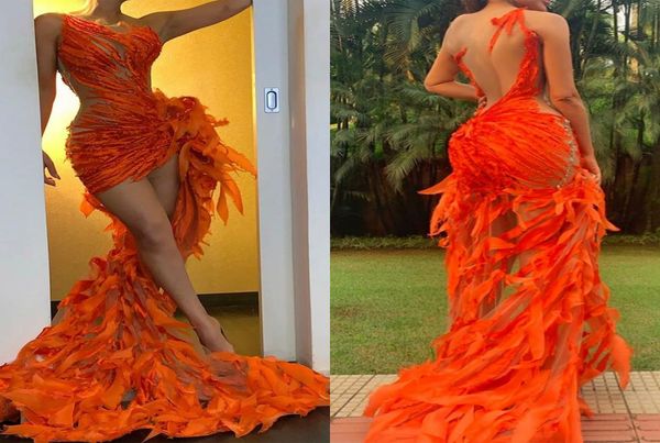 

2020 designer orange prom dresses with long train jewel neck ruffles evening dress custom made short formal party gowns3503950, Black
