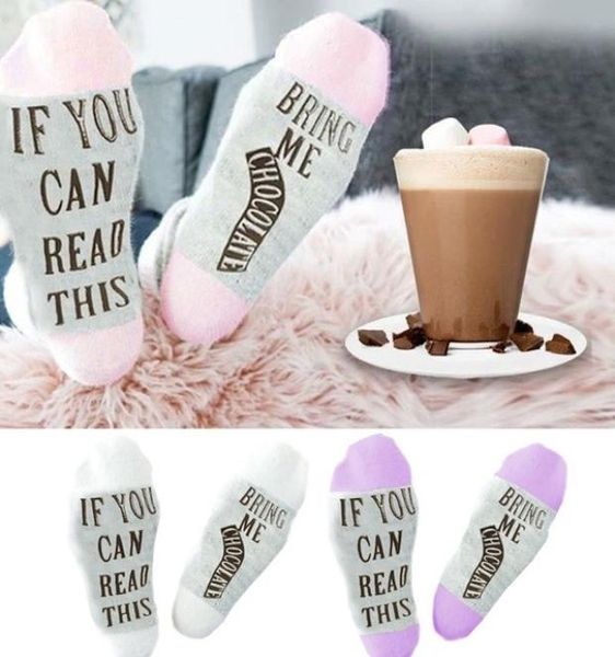 

soft stockings christmas letters printed socks quotif you can read this bring me chocolate quotwomen men winter warm socks gi3381932, Pink;yellow