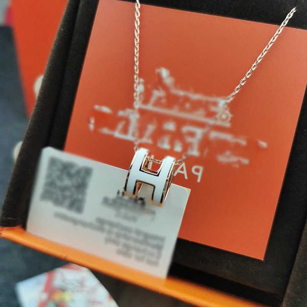 

designers jewelry necklace sterling silver high edition letter h necklace cnc silver plated 18k thick gold color preserving pop enamel penda