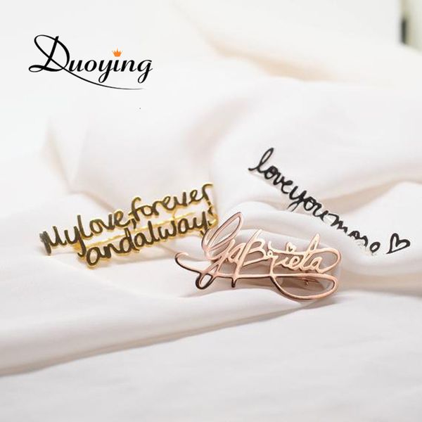 

pins brooches duoying for women vintage wedding personalized brooch custom name mother pendant pin gift 230704, Gray