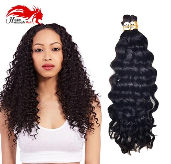 

mink brazilian human virgin hair 3 bundles bulk hair for braiding deep curly wave no weft8070273, Black