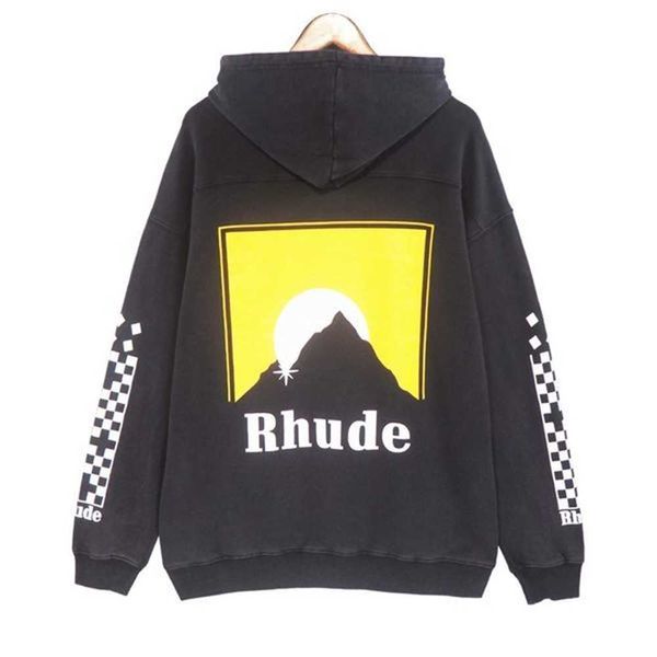 

rhude men's designer hoodie - stylish sweatshirt with long sleeves for autumn and winter wear a0cy, Black