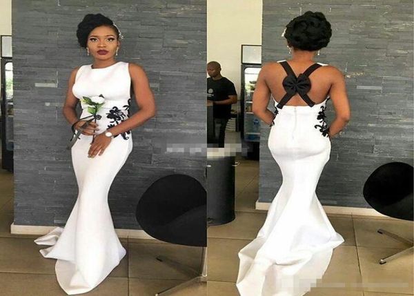 

black and white long bridesmaid dresses 2020 cross back bow lace mermaid satin women wedding guest evening gowns maid of hon5492117, White;pink