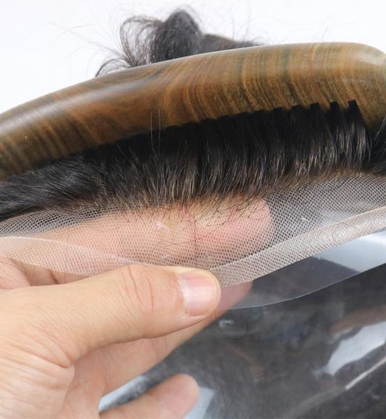 

off black pu lace front toupee for men durable and natural looking human hairpiece mens hair system in stock3064493