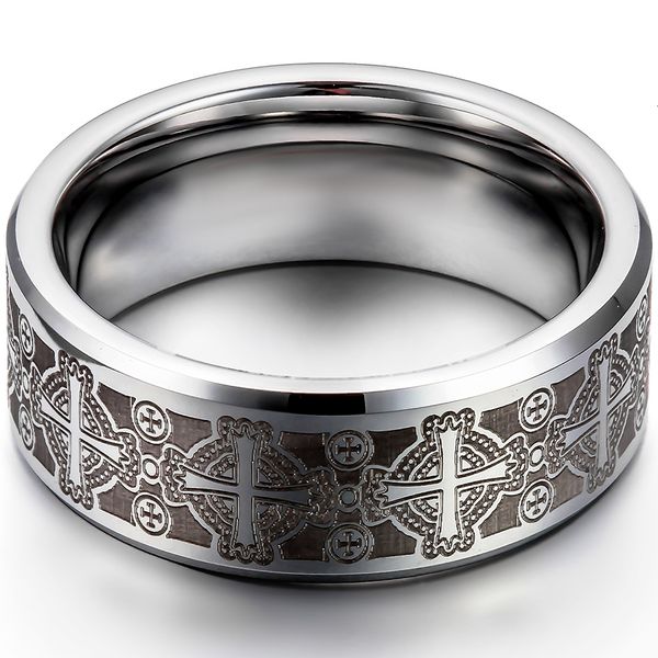 

band rings boniskiss tungsten vintage men's ring 8mm cool gift jewellry man's engrave wedding bands anillos hombre unique bijoux 2, Silver