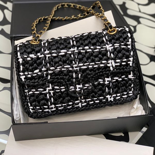 

braided tweed flap bag designer chain bag 25cm 10a mirror quality luxury lambskin crossbody bag shoulder bag with box c126