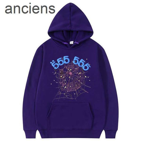 

mens hoodies sweatshirts fashion creativity sp5der 555 angel number hoodie men women spider web pattern sweatshirt loose clothinge7t4p, Black