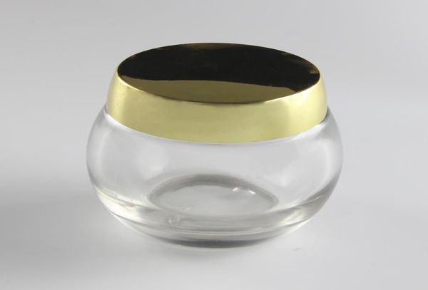 

120g large capacity clear transparent empty glass jar round glass cream container with gold or silver uv coated cover5565976