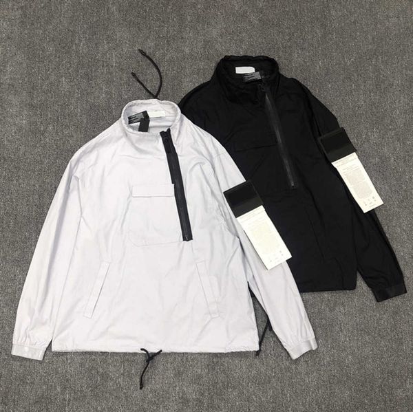 

toney diagonal zip jacket stone designer men's jackets island armband fashion pullover tide brand tidal flow design 663ess, Black;brown