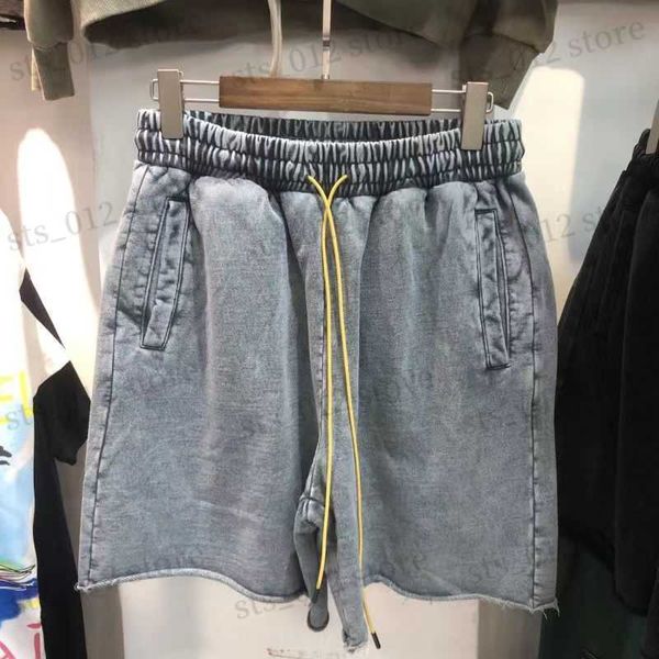 

men's shorts high-quality lee fog shorts gray wash water do old wool hoop cloth casual loose short pants summer couple joggers short tr, White;black