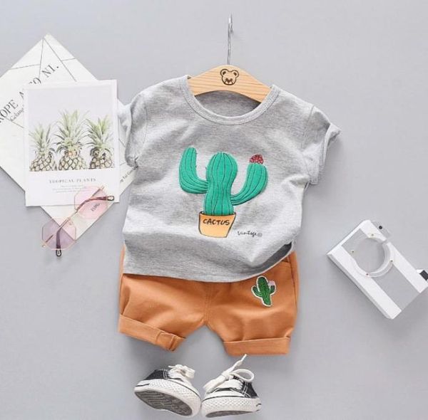 

summer fashion toddler infant clothing sets baby girls boy clothes suits cactus t shirt shorts kids tracksuits child casual wear l6221122, White