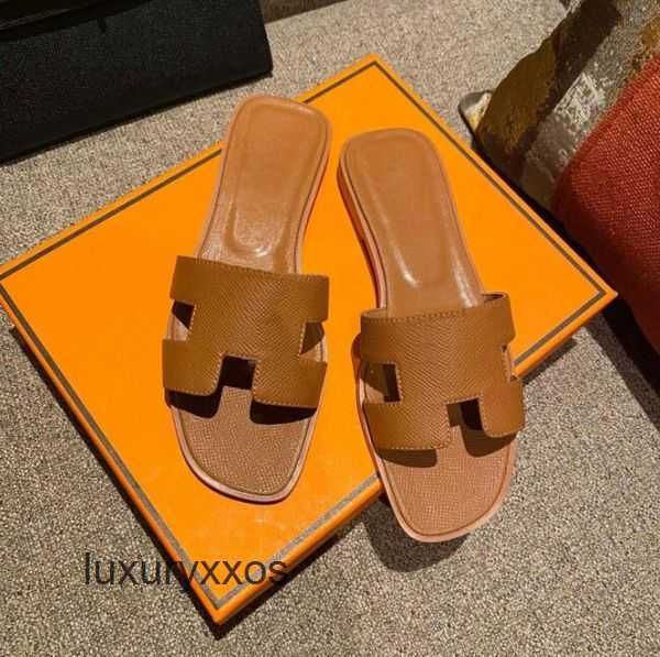

women slide oran flat designer shoes girl slippers slides slipper flip flops sandal beach 2023 luxury orange skin summer leather size ylwg