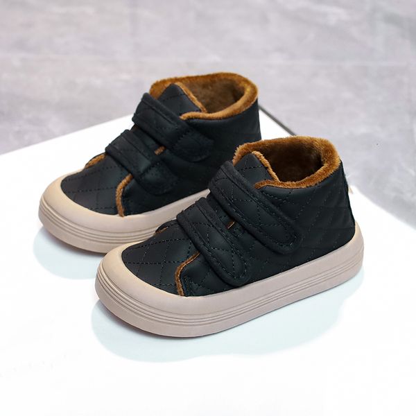 

sneakers children leather ankle shoes girls velvet casual high cotton shoes toddler boys ankle boots kids plush boots 37y winter 230705, Black;red