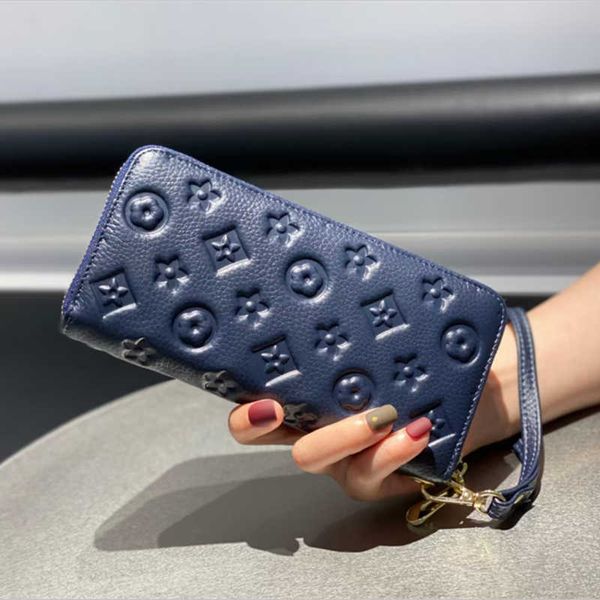 

layer cowhide women's long wallet 2021 new fashion embossed pattern handbag genuine leather women's zipper bag
