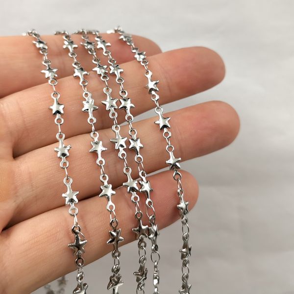 

5meter lot silver 5mm stainless steel welded star link chain fashion jewelry findings making diy bracelet anklets