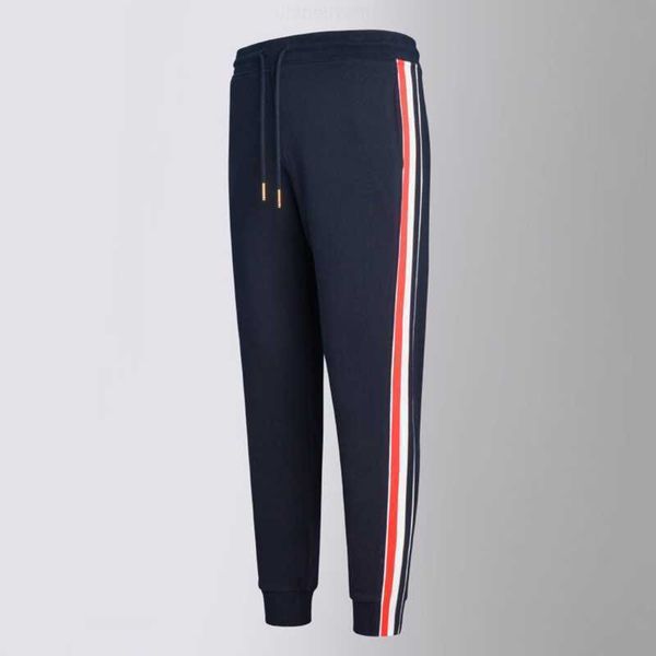 

men's pants tb thom men's sweatpants cotton rwb side stripes running pants lounge loose fit drawstring waist harajuku sport solid, Black