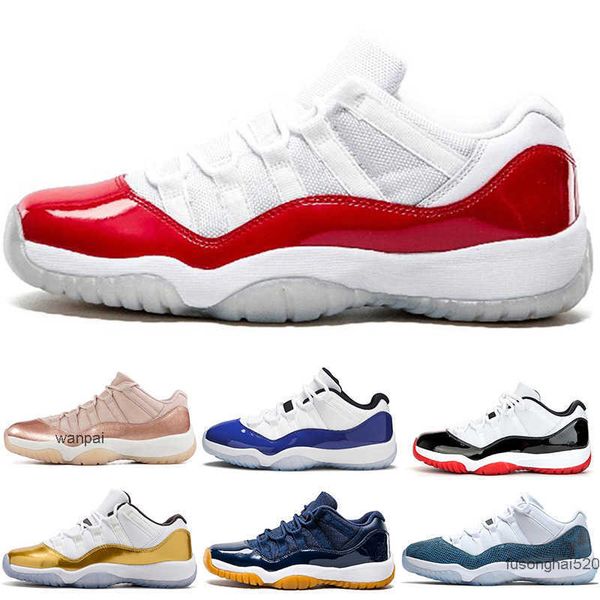 

2022 classic men low basketball shoes 11s bred concord infrared university blue varsity red rose gold closing ceremony navy gum sports train, Black
