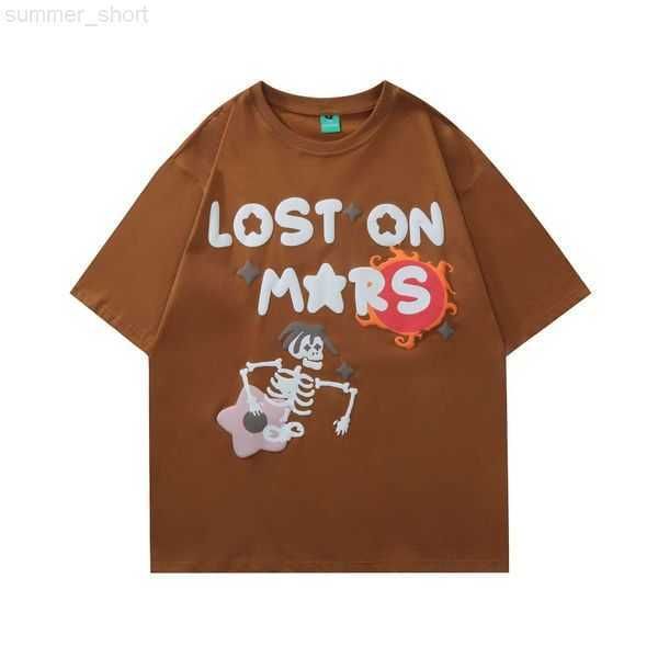 

men t-shirts designer t shirt oversized broken planet t shirt summer casual 100% cotton foam print short sleeve lost in space market fashion, White;black