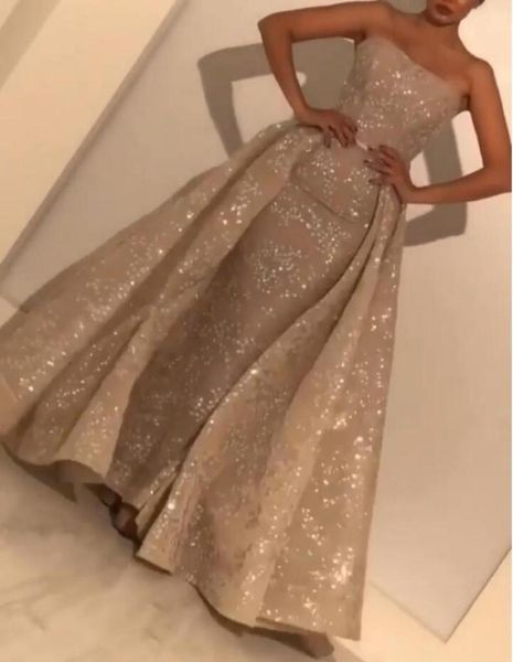 

champagne beaded crystals overskirt evening dresses zipper up back strapless formal party gowns custom made sequins appliques prom1009092, Black;red