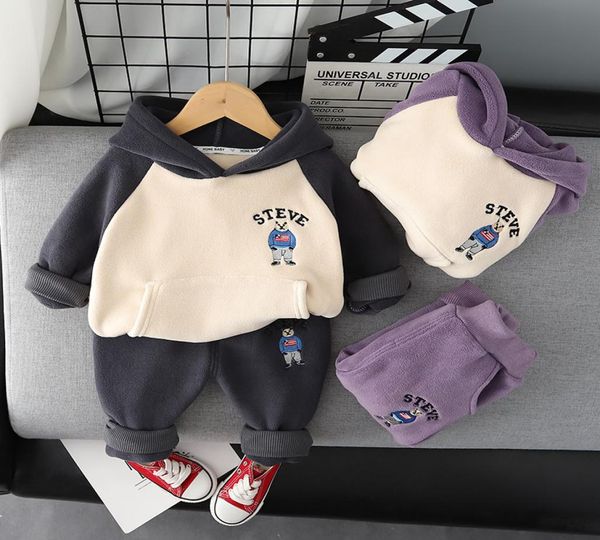 

winter new baby plush thickened winter children039s clothing twopiece set1211929, White