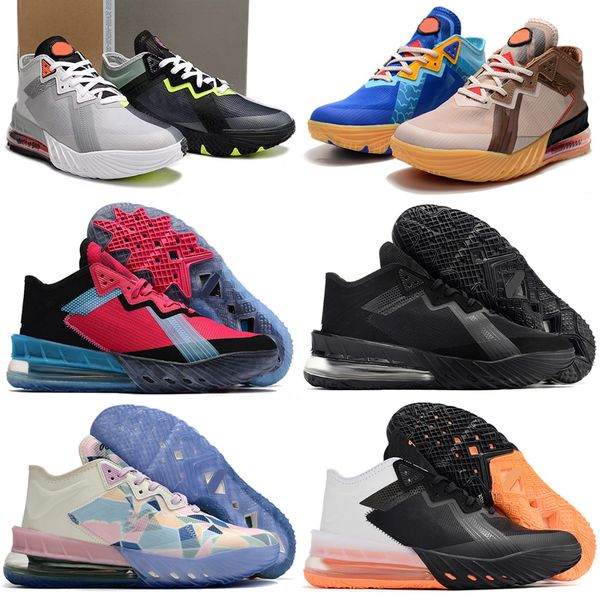 

mens james lebron 18 low basketball shoes 18s space jam tune squad heart of lion zero dark 23 black red bred stewie blue purple outdoor spor