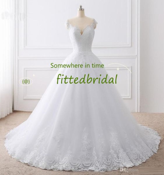 

real images wedding dresses lace appliques bridal gowns vestido de princess beach dress ball gown9891641, White