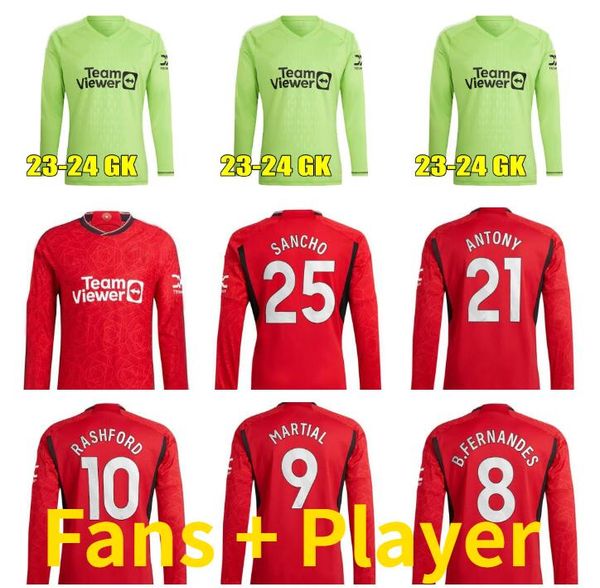 

23 24 sancho soccer jerseys antony eriksen casemiro camiseta futbol b. fernandes r.varane rashford 2023 2024 ootball shirts player version, Black;yellow