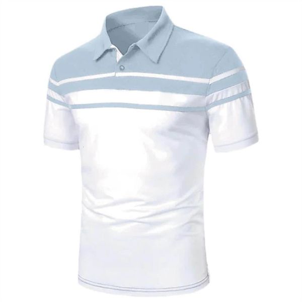 

mens polos business casual polo t shirt simple stripes print summer shortsleeve fashion street wear oversized clothes 230706, White;black