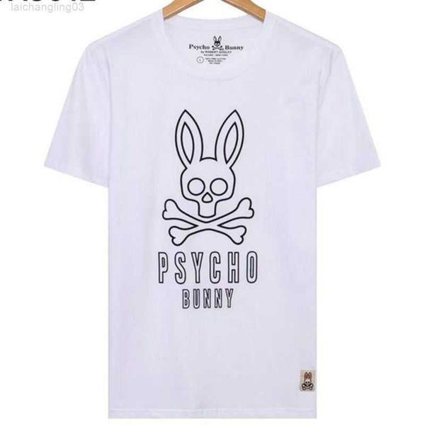 

men's mens designer casual t shirt fashion polos summer slim psycho bunny print 100% cotton short sleeve crewneck european standard siz, White;black
