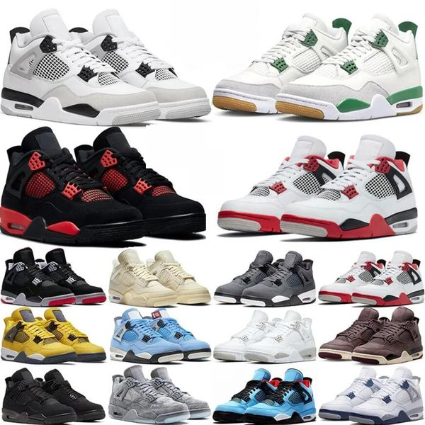 

jumpman 4 4s mens basketball shoes pine green military black cat blue fire red cement pn dust thunder royalty bred midnight navy seafoam men