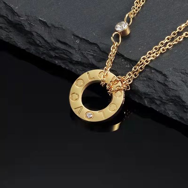 

fashion necklaces love necklace luxury designer jewelry party sterling silver double rings diamond pendant rose gold necklaces for women cha