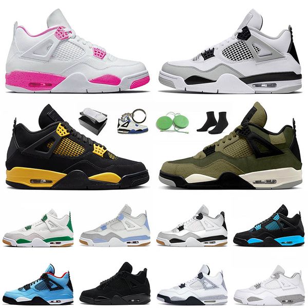 

jump man jd 4 4s shoe basketball for women mens medium olive thunder violet ore white oreo university blue military black starfish sneakers