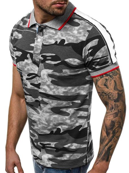 

2022 new 3d men's camouflage polo shirt, White;black