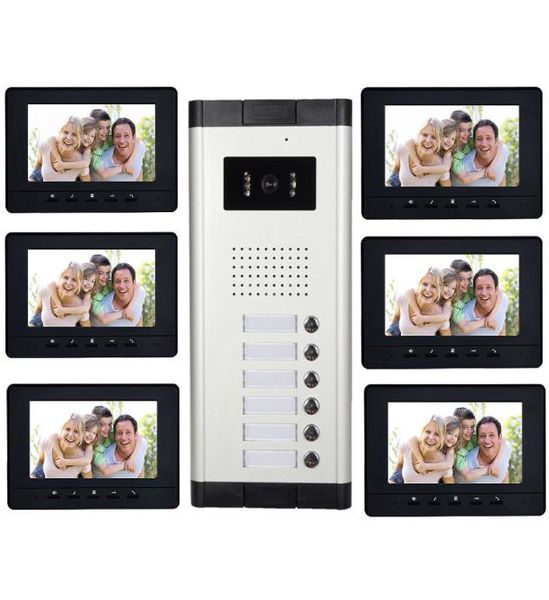 

7quot monitor 6 units apartment intercom system video door phone for 6 household9157155
