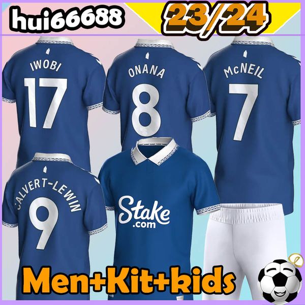 

23/24 evertonss toffees soccer jerseys onana keane calvert-lewin patterson holgate mcneil gray iwobi townsend nkounkou gordon 2023 2024 men, Black;yellow