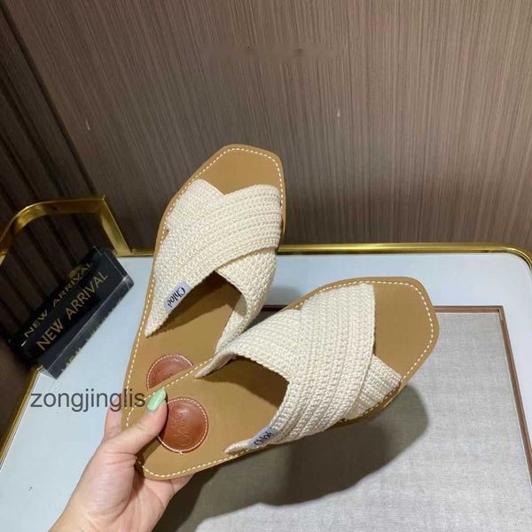 

women woody cloe slippers shoes slipper sandals 2023 designer cross striped woven wool flat women's daily wear roman sa rmnl